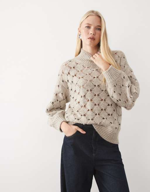 AWARE maglione accollato traforato con dettagli in mélange, 1 di 4