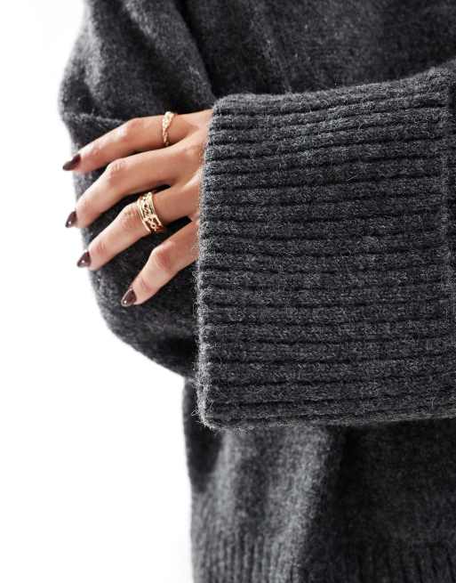 AWARE - Maglione grigio scuro mélange con maniche ampie, 4 di 4