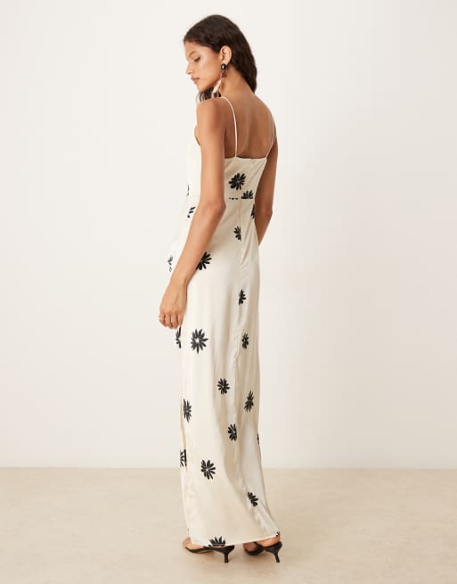 AWARE maxi slip dress in black and birch floral print, 4 of 4