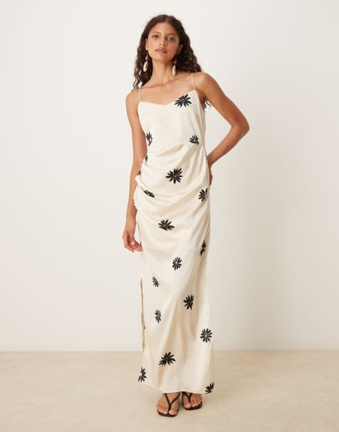 AWARE maxi slip dress in mono floral print - view 1