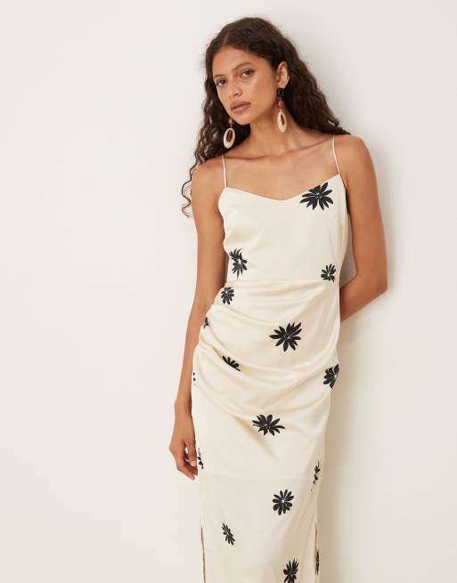 AWARE maxi slip dress in mono floral print, 3 of 4
