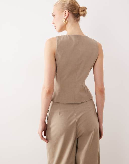 AWARE - Meleret beige habitvest med asymmetriske knapper - Del af sæt, 3 af 4