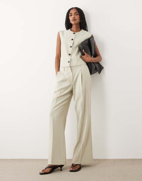 AWARE mid rise bootcut tailored trouser co-ord in cream - view 1