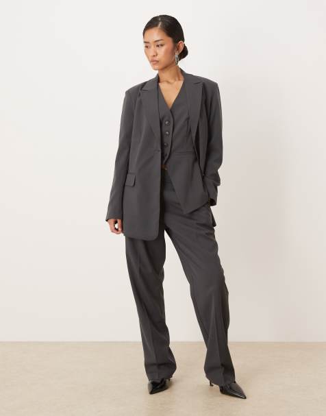 AWARE - Mix and Match - Completo sartoriale grigio scuro mélange con pantaloni, gilet e blazer - view 1