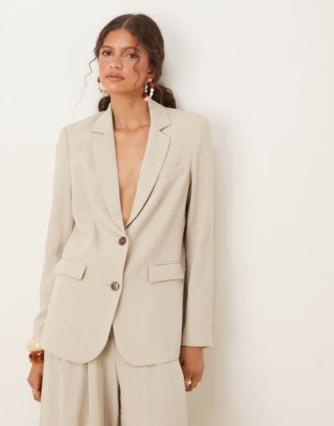 AWARE mix & match premium oversized tailored blazer co-ord in stone