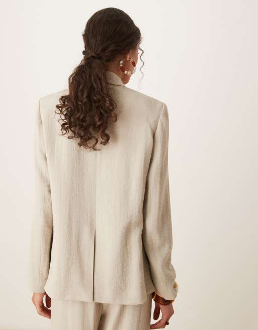 AWARE mix & match premium oversized tailored blazer co-ord in stone, 4 of 4