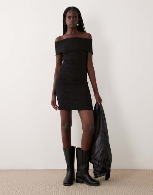 AWARE off shoulder bandeau mini dress in black | ASOS