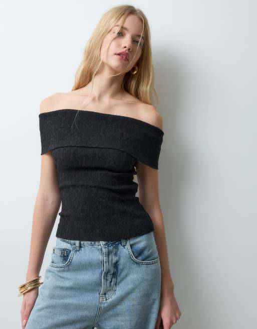 AWARE off shoulder bandeau top in black, 5 of 5
