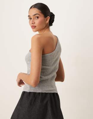 Aware One Shoulder Knit Top In Gray