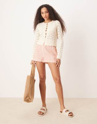 Aware Open Knit Cardigan In White