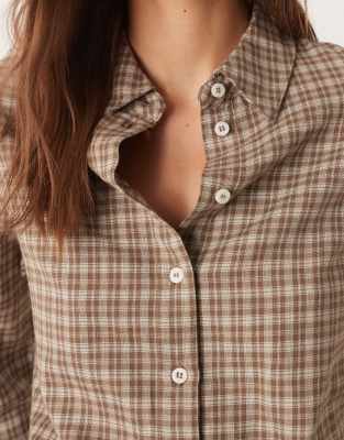 Aware Oversized Boyfriend Fit Oxford Shirt In Brown