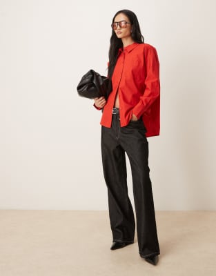 Aware Oversized Fit Work Shirt In Red