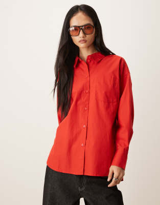 Aware Oversized Fit Work Shirt In Red