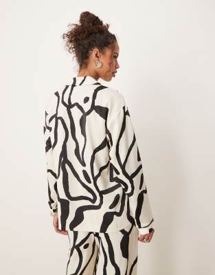 Aware Oversized Satin Shirt In Multi