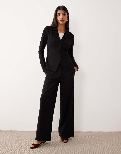 AWARE - Pantalon ajusté d'ensemble structuré en jersey de qualité supérieure - Noir - view 1