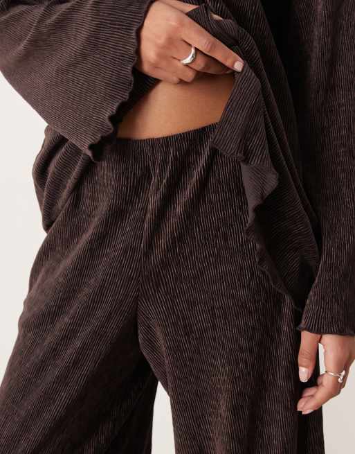 AWARE - Pantalon ample en velours plissé d'ensemble - Chocolat, 4 de 5
