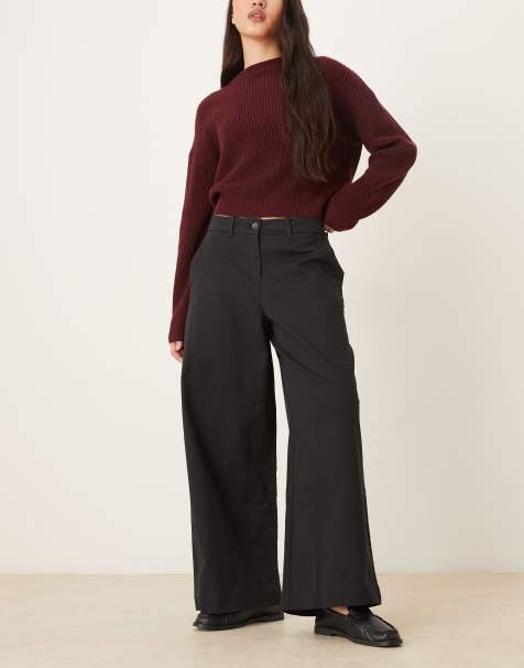 AWARE - Pantalon large raccourci style workwear - Noir - view 1