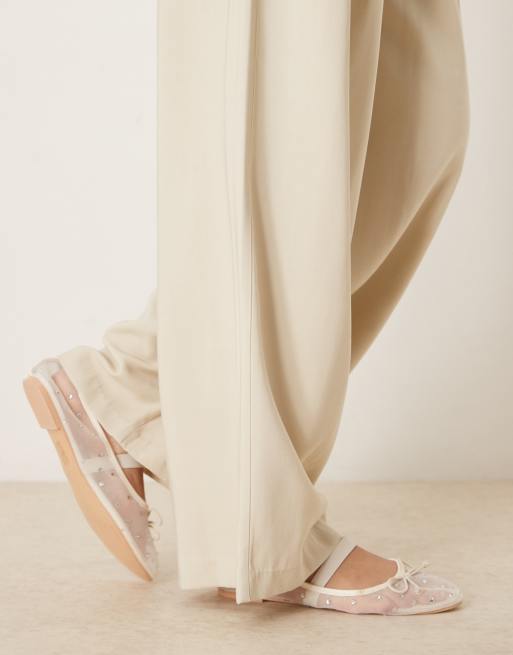 AWARE - Pantaloni color pietra a vita alta con pieghe sul davanti, 3 di 5