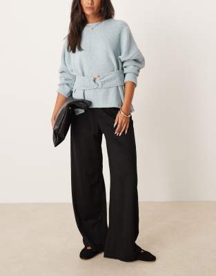 AWARE AWARE pleat front wide leg trousers in black