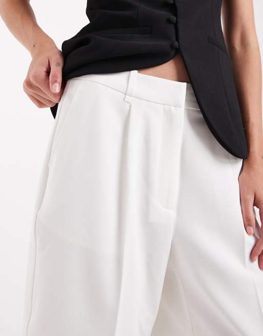 AWARE pleated front tailored shorts in white, 5 of 5