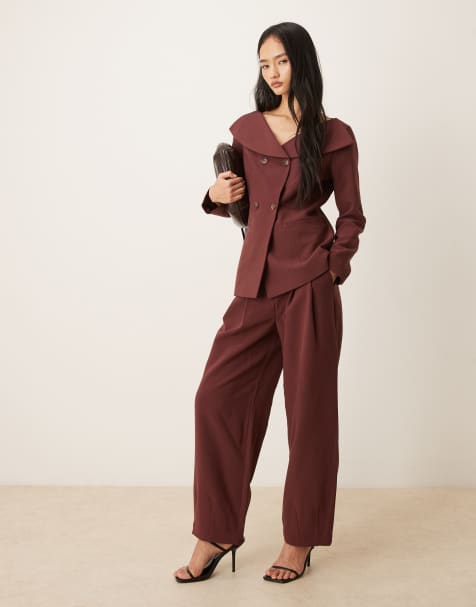 AWARE pleated wide leg trouser co-ord in port - view 1