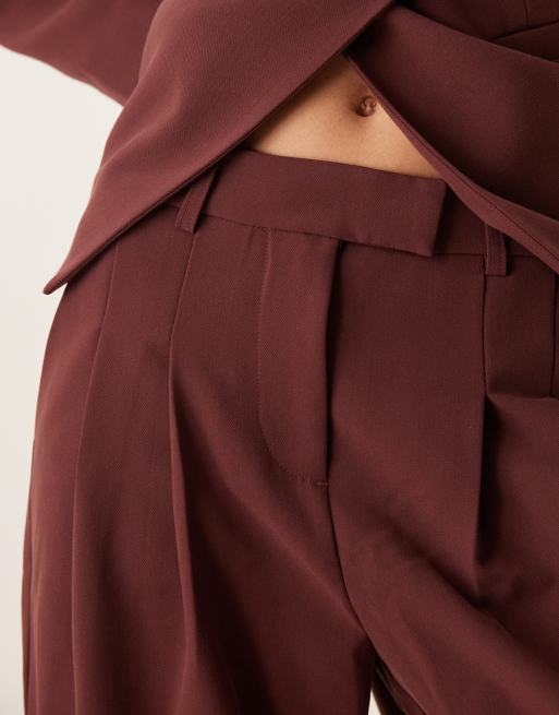 AWARE pleated wide leg trouser co-ord in port, 3 of 5