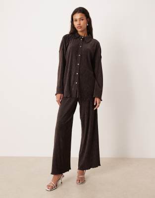 Plissierte Samthose mit weitem Schnitt in Schokobraun, Kombiteil-Brown Brown S