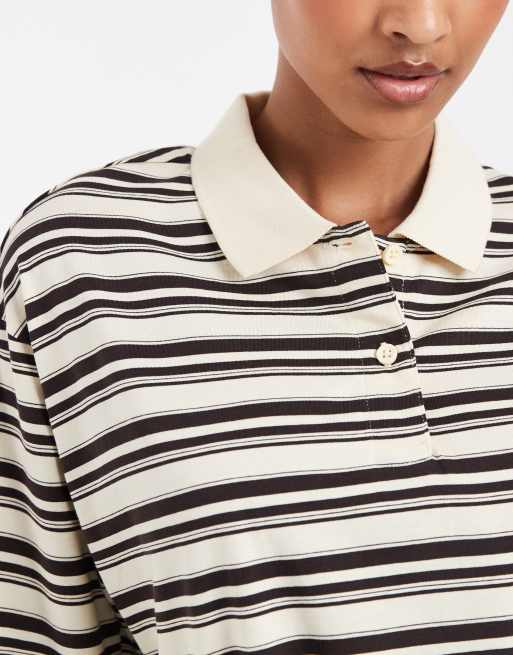 AWARE - Polo a maniche corte gialla e marrone a righe, 3 di 4