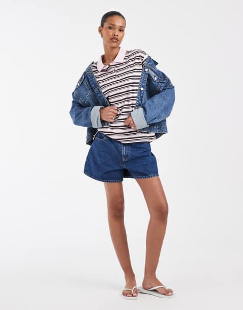 AWARE - Polo rosa y marrón a rayas de manga corta - view 1