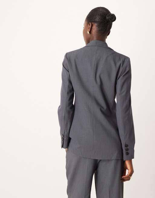AWARE - Premium - Elegante blazer van co-ord set met giletdetail in gemêleerd donkergrijs, 4 van 4