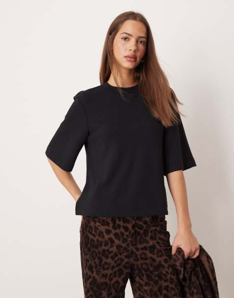 AWARE - Premium gestructureerd recht T-shirt van zware stof in zwart - view 1