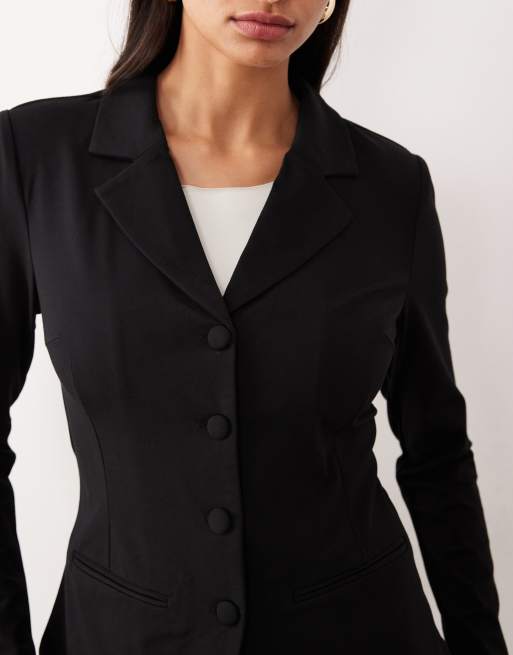 AWARE premium structured jersey blazer co-ord in black, 4 of 4
