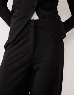 Aware Premium Structured Jersey Tailored Pants In Black