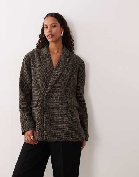 AWARE premium wool mix double breasted heritage style jacket in brown