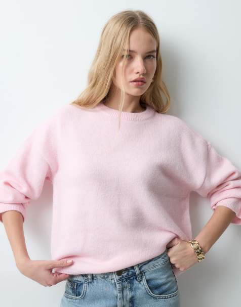 AWARE pull oversize en maille à col rond en laine, rose - view 1