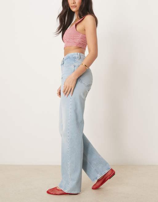 AWARE - Rechte, ruimvallende jeans in lichtblauwe wassing, 3 van 5