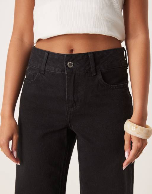 AWARE – Rena – Jeans in schwarzer Waschung, mittelhohem Bund und weitem Bein , 5 von 5