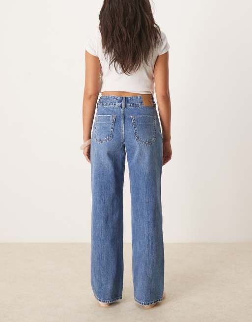 Aware - Rena - Jeans met halfhoge taille en wijde pijpen in blauwe wassing, 3 van 5