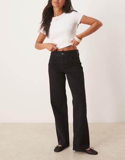 AWARE Rena mid rise wide leg jeans in black rinse - view 1
