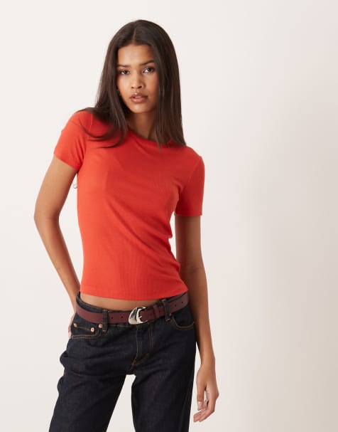 AWARE ribbed t-shirt in red - view 1