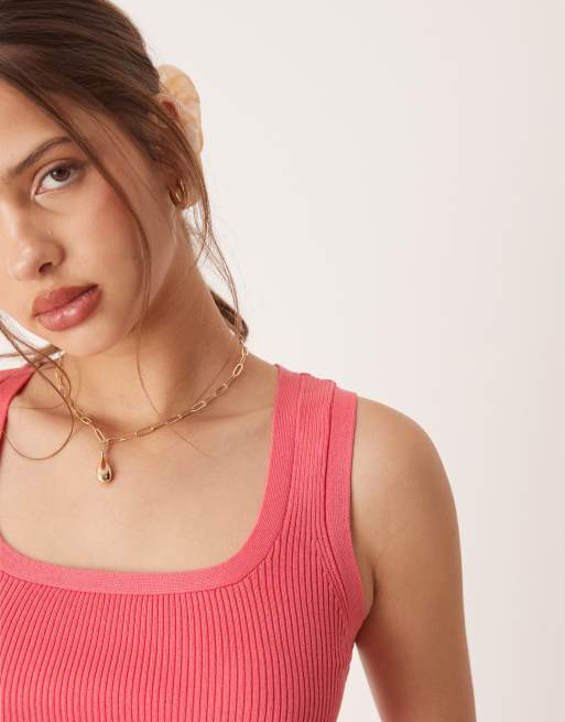 AWARE - Ribgebreide tanktop in roze, 4 van 4