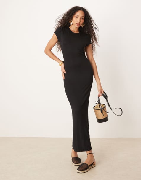 AWARE - Robe longue en jersey doux - Noir - view 1