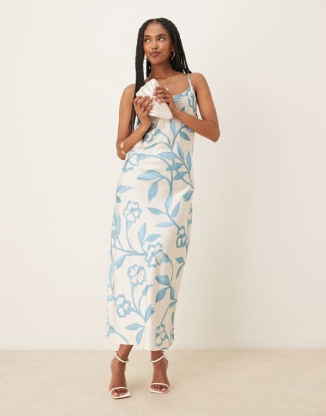 AWARE - Robe nuisette longue à imprimé fleurs - Bleu - view 1