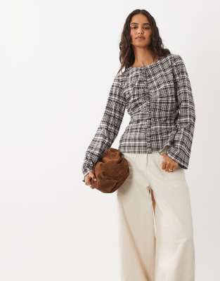 Aware Ruched Detail Blouse In Gray