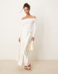 [AWARE] AWARE satin maxi skirt in pumice stone-White XL STONE