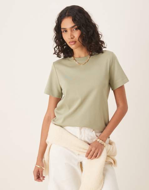 AWARE – Schweres Boxy-Fit-T-Shirt in Teegrün - view 1