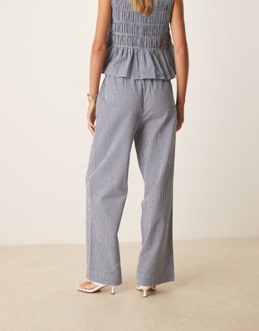 AWARE seersucker relaxed pants in blue check (part of a set), 5 of 5