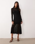 [AWARE] AWARE sheer stretchy lace midi dress in black S Black