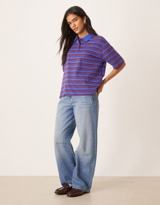 Aware Short Sleeve Polo Top In Blue