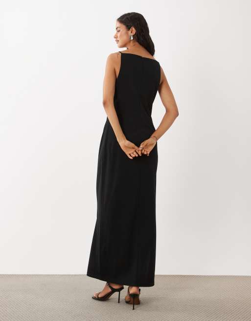 AWARE sleeveless boat neck maxi dress in black, 4 of 4